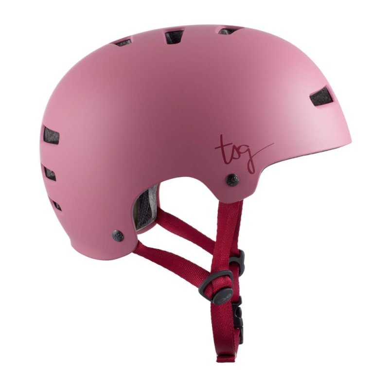 Różowy Kask Deskorolkowy TSG Evolution - Lekkość i Styl Elegancki i bezpieczny różowy kask TSG Evolution dla deskorolkowców