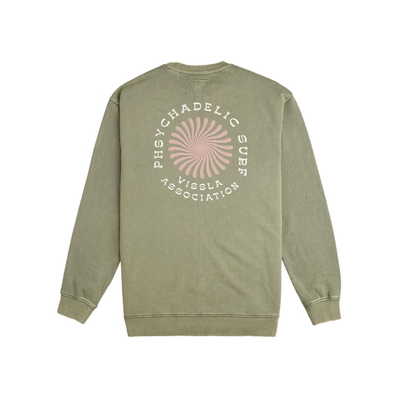Zielona Bluza Vissla Psycho Surf z Efektem Vintage