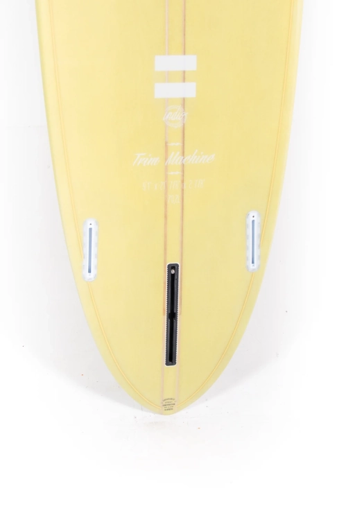 Indio Trim Machine 9'1" – klasyczny, żółty longboard do surfingu, 70,2L, wszechstronny, system 2+1.