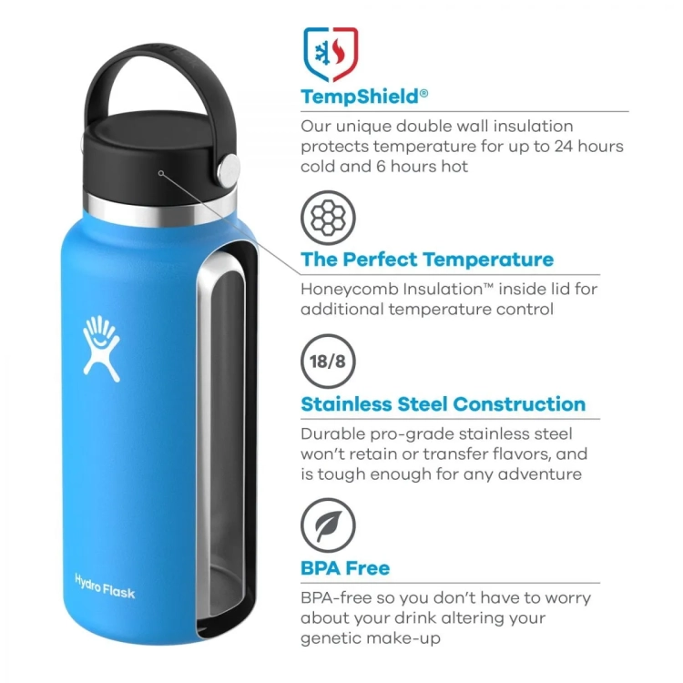 Hydro Flask 946ml Wide, elastyczny uchwyt, szczelna zakrętka