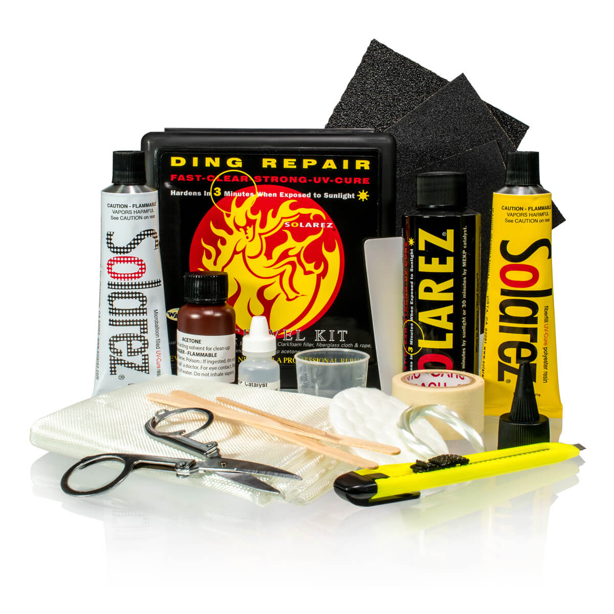 Solarez Polyester Pro Travel KIT zestaw naprawczy do deski surfingowej PU